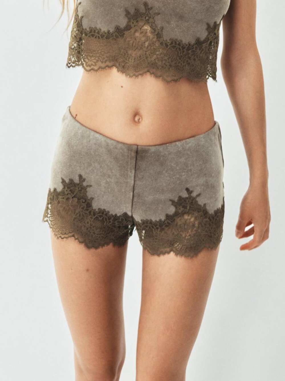 Zara Washed Effect Lace Shorts Size Large NWT